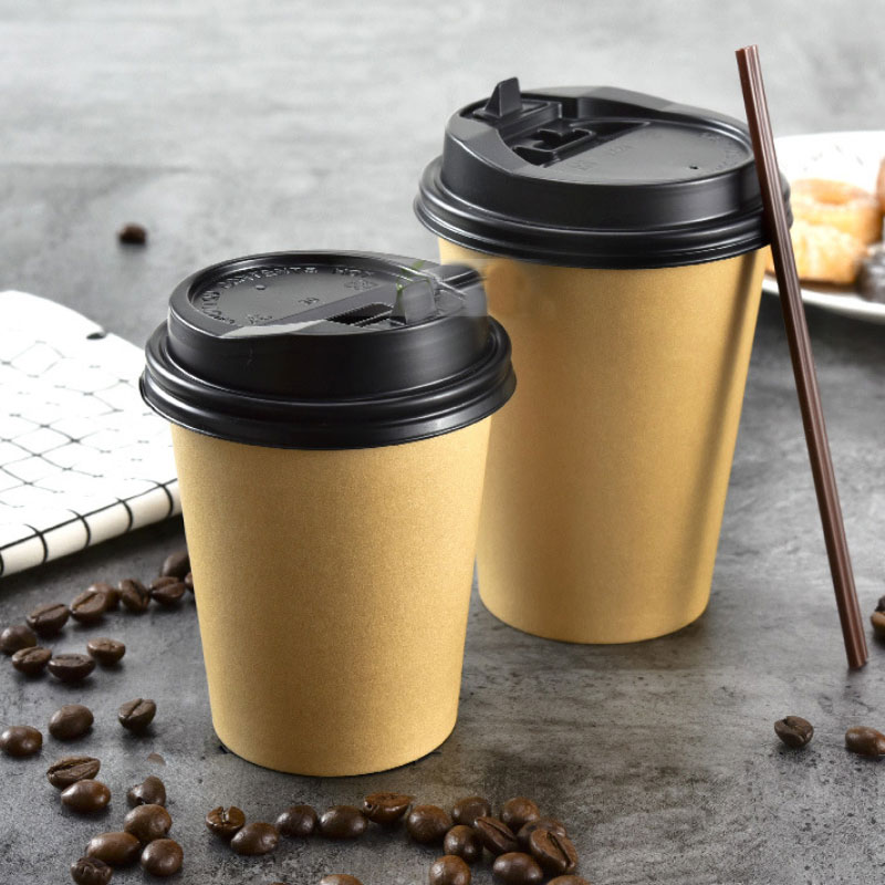 Қақпағы бар бір реттік Kraft қағаз кубогы